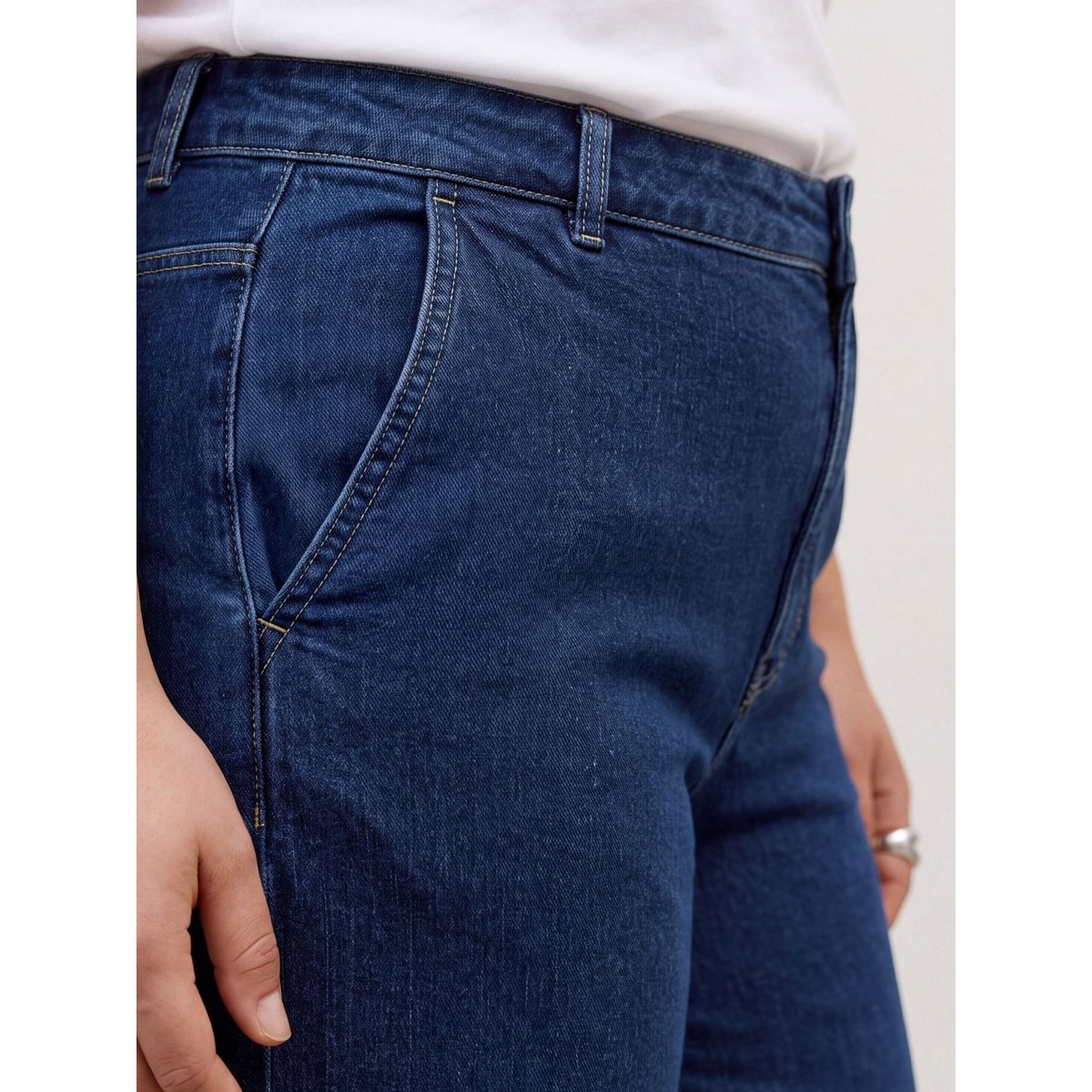 Jean À Coupe Large dark blue denim 1, VERO MODA