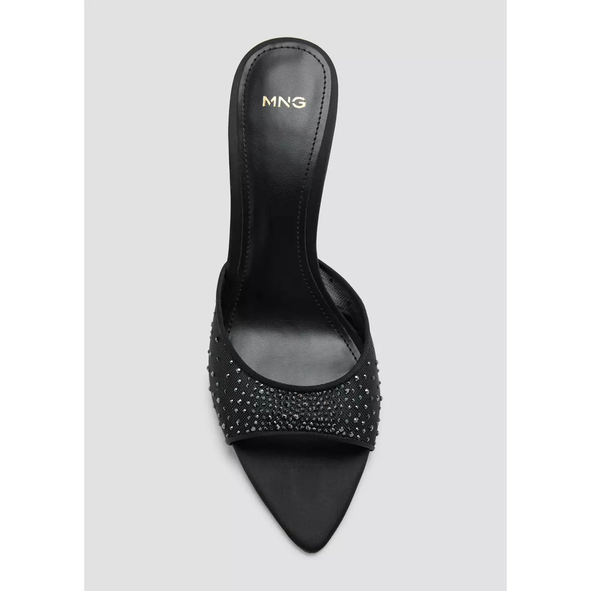 Sandales talon strass noir, MANGO