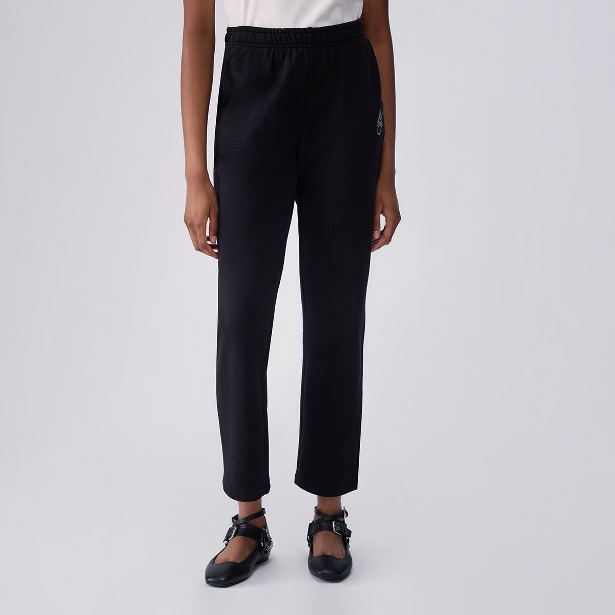 Pantalon en molleton à coupe régulière noir, LIU JO