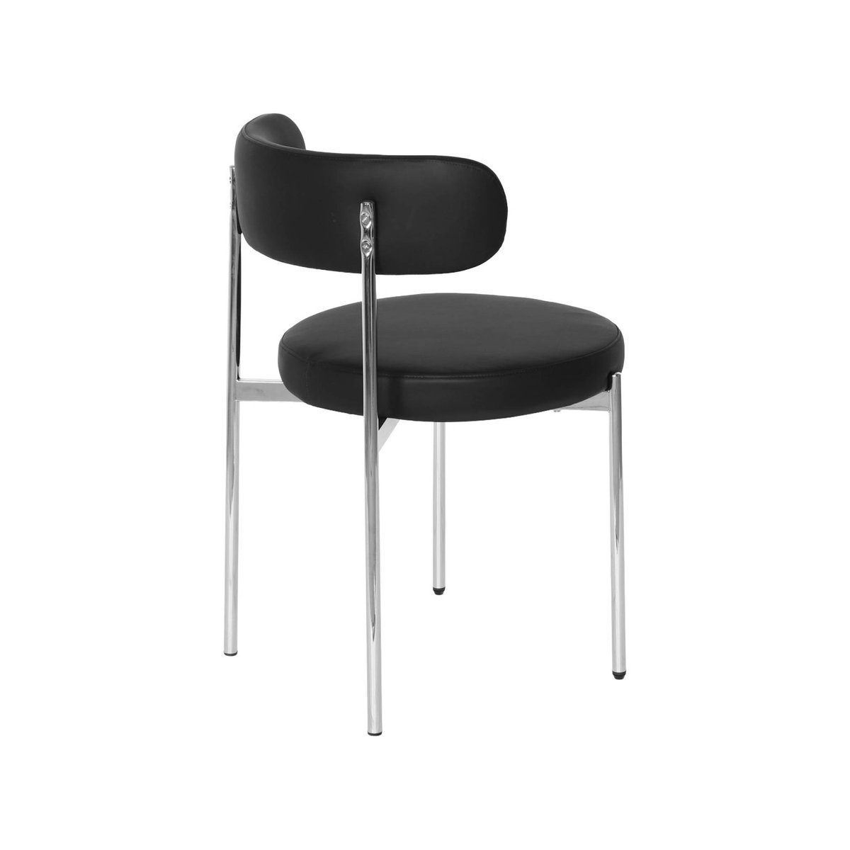 Chaise ronde vintage acier chromé et simili cuir (lot de 4) LOLA noir, SWEEEK