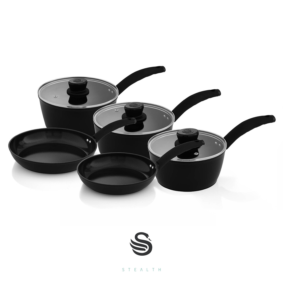 5-Piece Stealth Cookware Set black, SWAN
