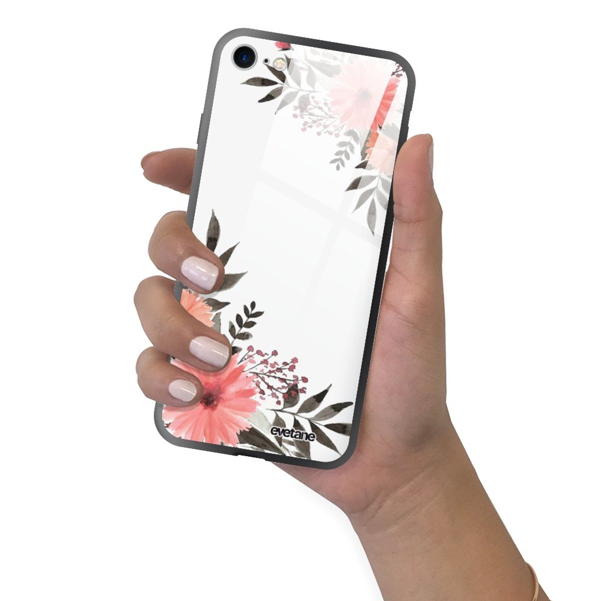 Coque soft touch glossy iPhone 7/8/ iPhone SE 2020/ 2022 fleurs roses, EVETANE