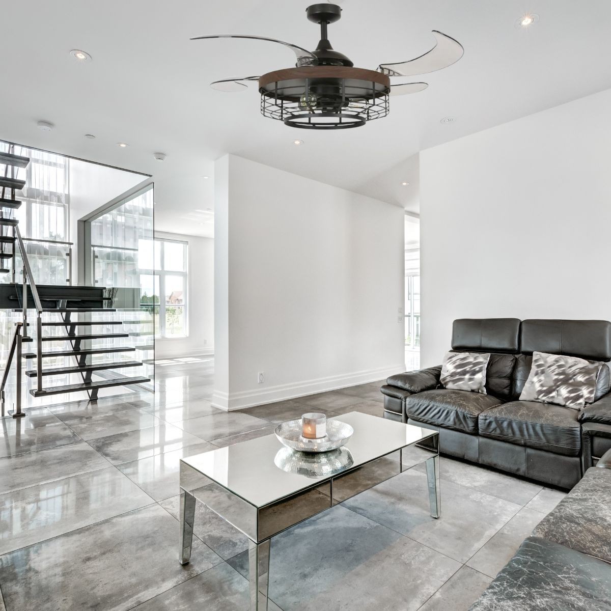 Ventilateur plafond MONTCLAIR noir - gris, BOUTICA-DESIGN