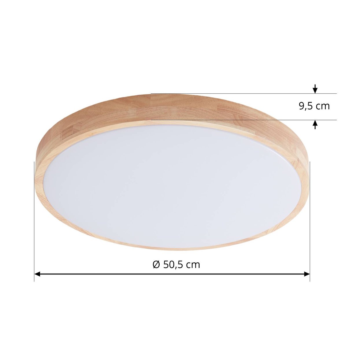 Plafonnier connecté en bois moderneLED bois, blanc, LINDBY