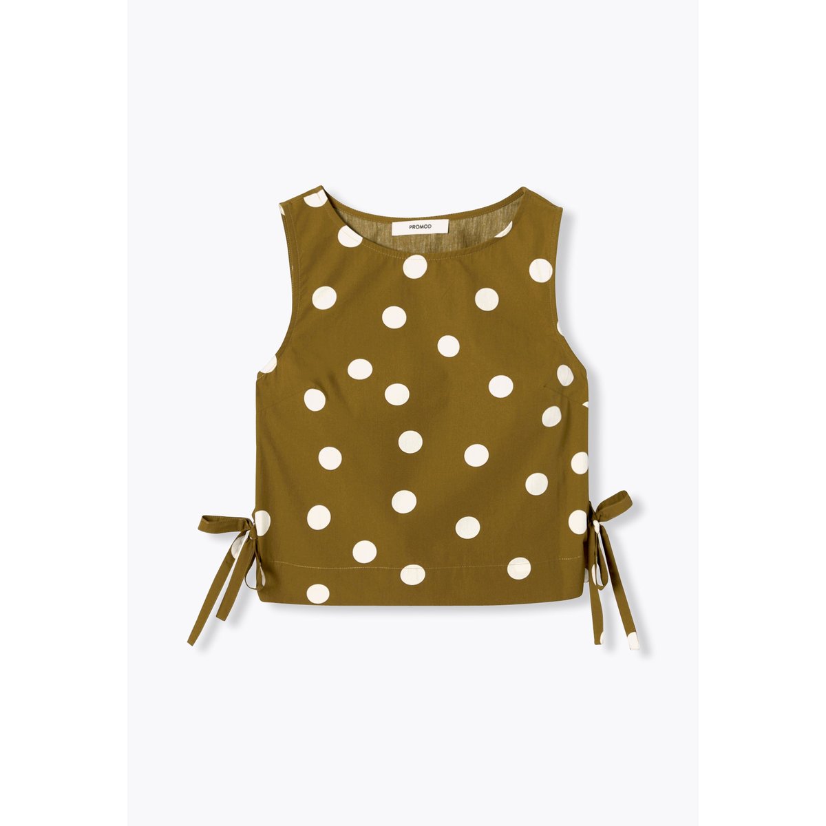 Crop top à nouettes à pois imprimé bleu, PROMOD