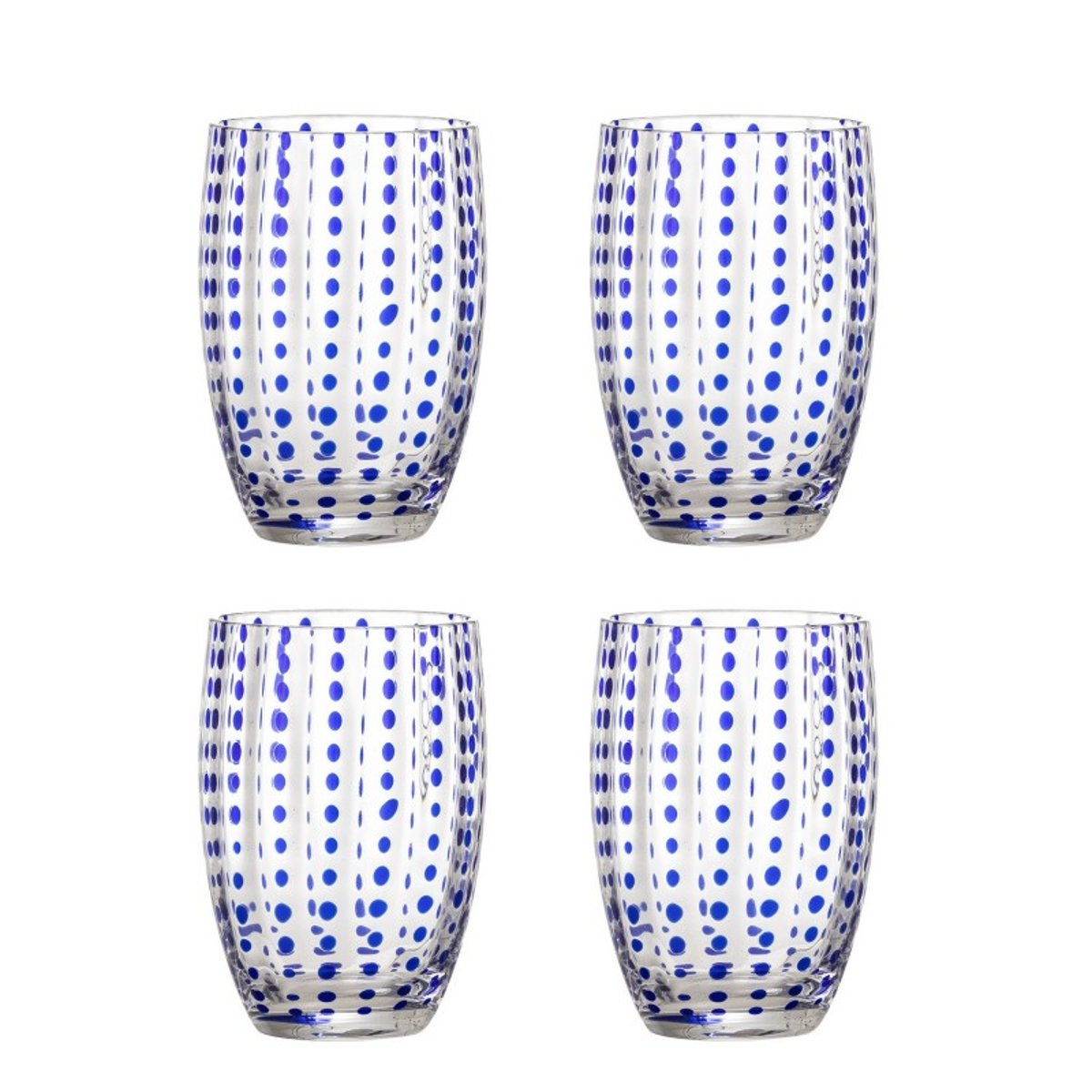 Verre à eau soufflé Brinley set de 4 bleu, BLOOMINGVILLE