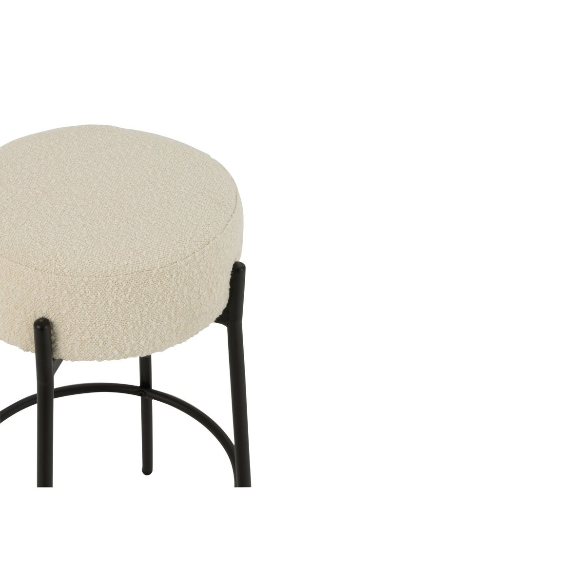 Tabourets de bar en métal noir et bouclette (lot de 2) - GERDA blanc, HELLIN, DEPUIS 1862
