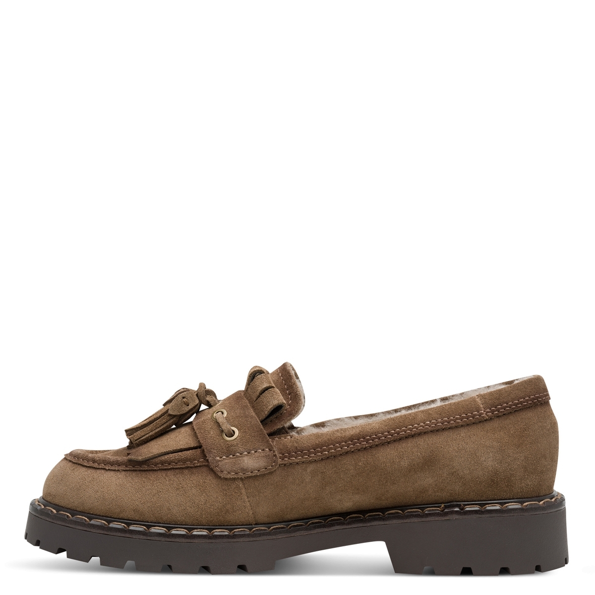 Slipper en cuir marron camel, TAMARIS