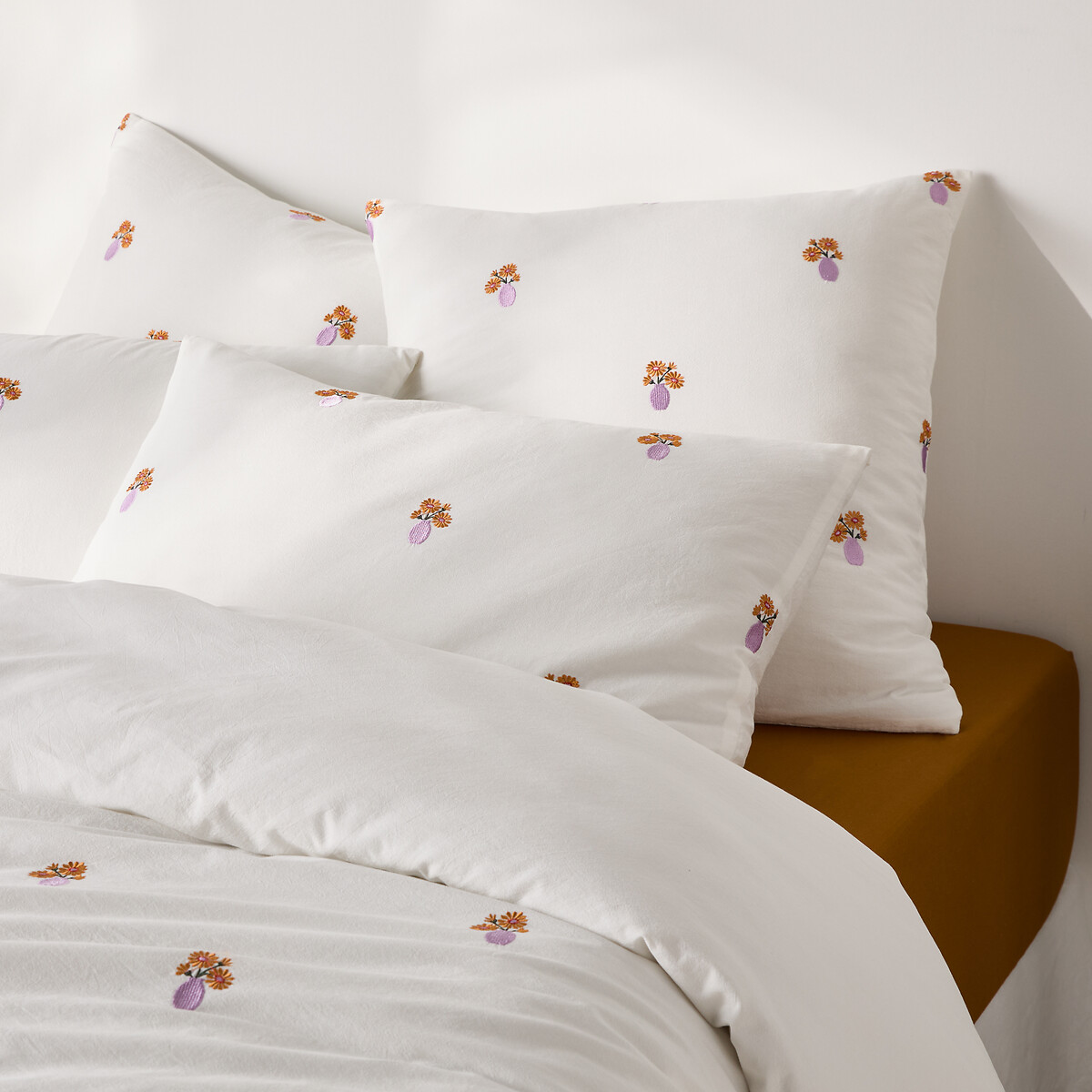 Fodera per cuscino ricamata in cotone vintage, Ariette ecru , LA REDOUTE INTERIEURS