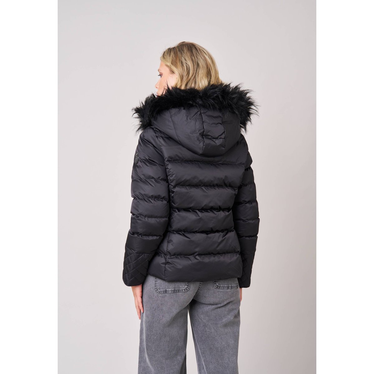 Doudoune femme avec capuche imitation fourrure GINNIE black, DEELUXE