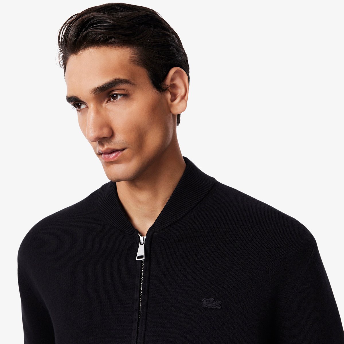 Bomber maille laine mélangée noir-031, LACOSTE