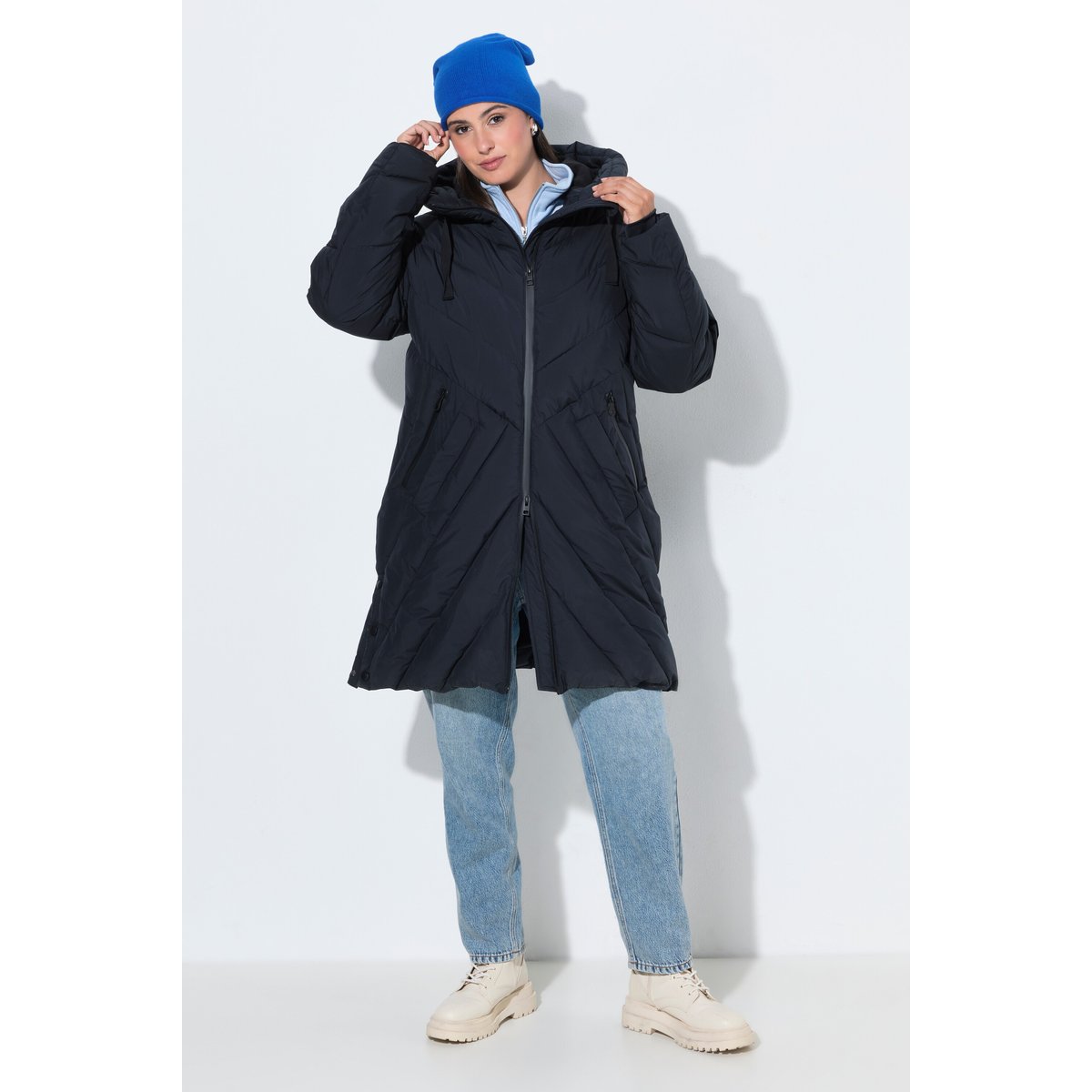 Veste matelassée longue HYPRAR, capuche noir, ULLA POPKEN