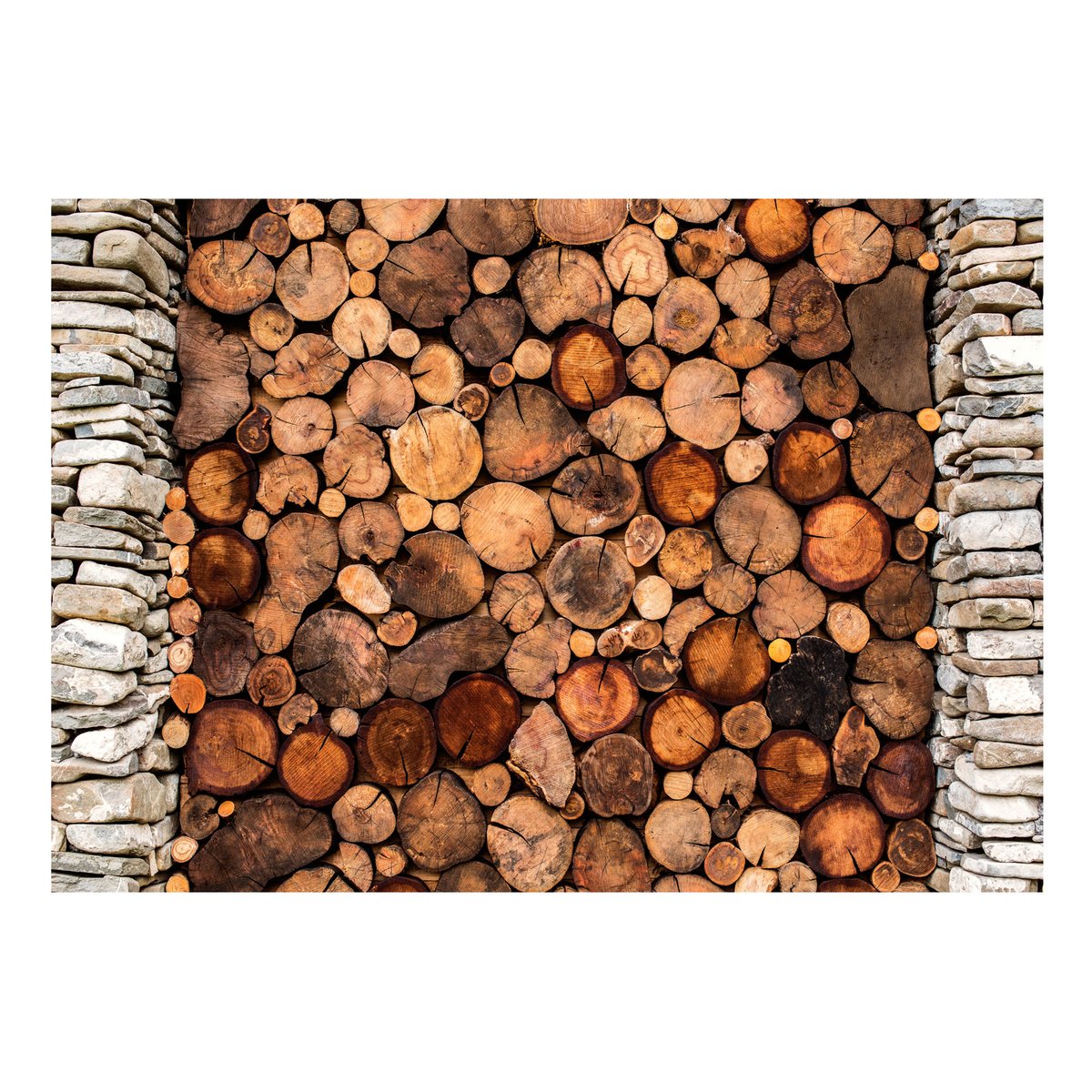 Papier peint intissé panoramique Wooden Gate beige, EDEN