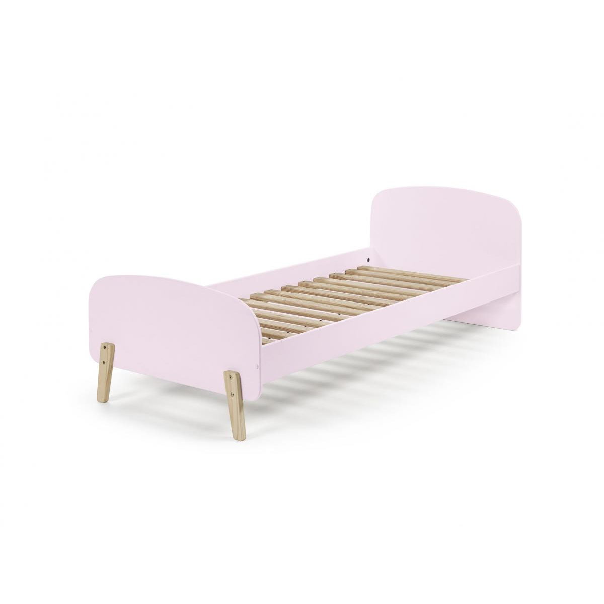 KIDDY Lit simple en laque et brut et sommier + Chevet enfant laque porte couleur unique, VIPACK