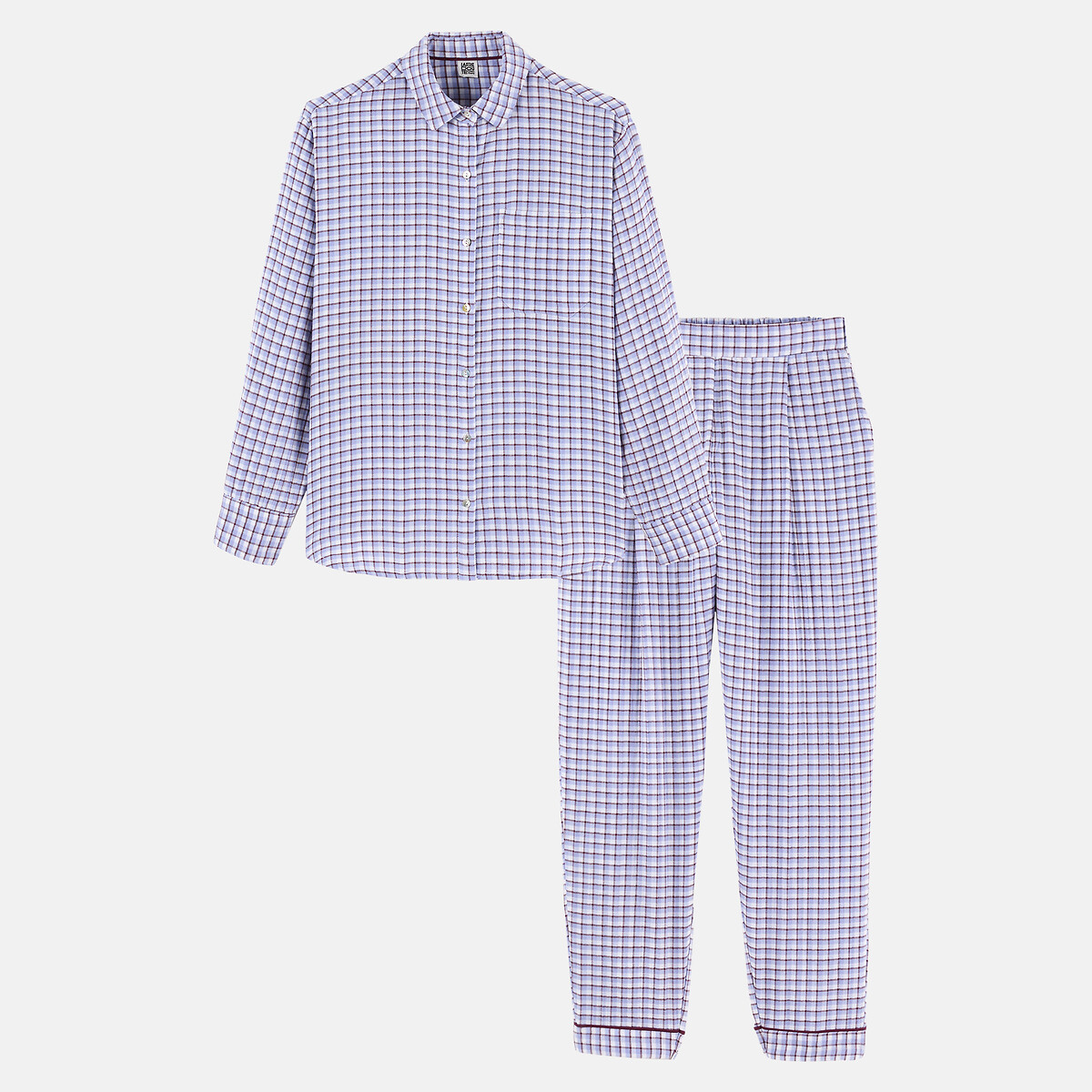 Pyjama en gaze de coton à carreaux, Signature MARGOT carreaux, LA REDOUTE COLLECTIONS