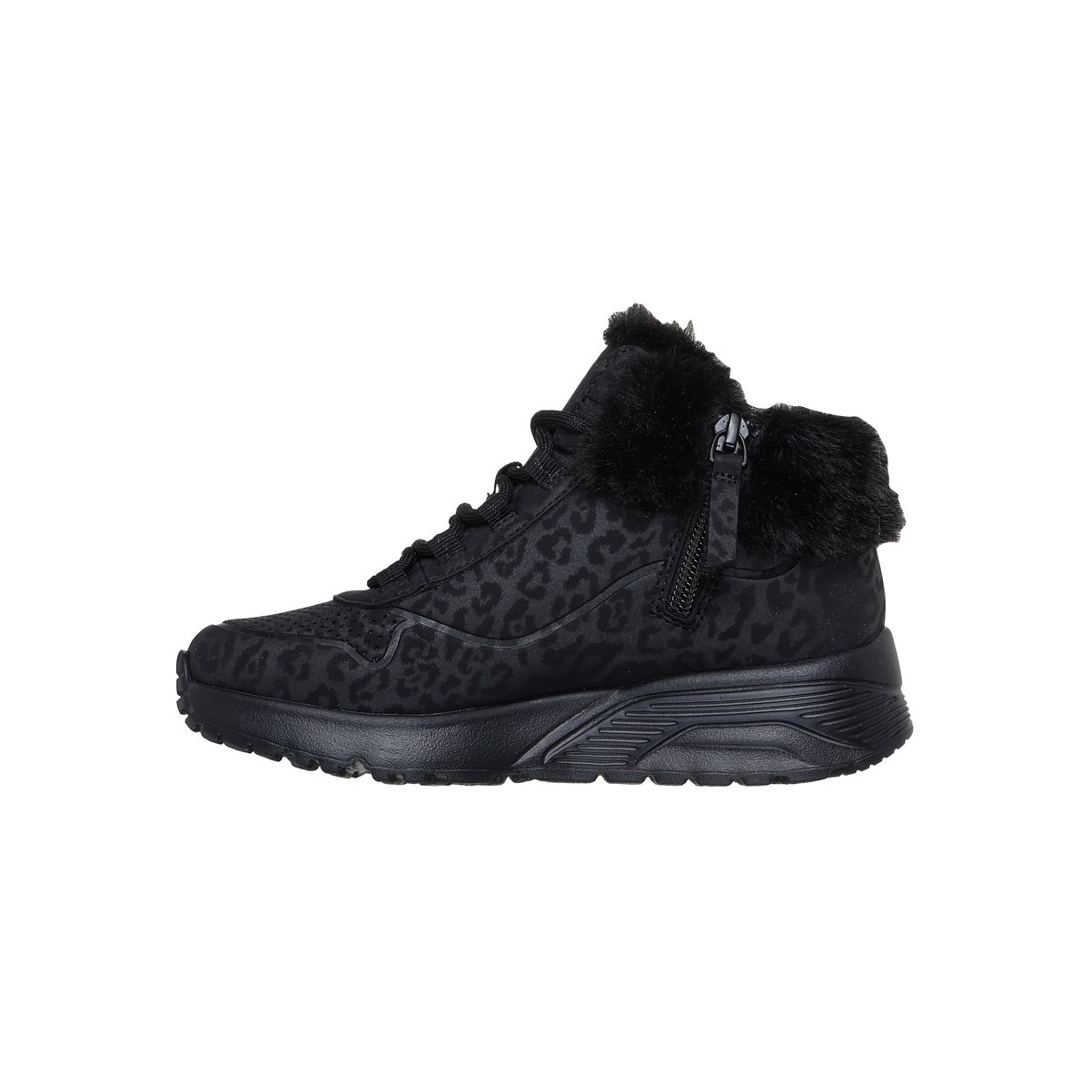Basket Montante à Lacets Uno Lite Cozy Leopard noir, SKECHERS
