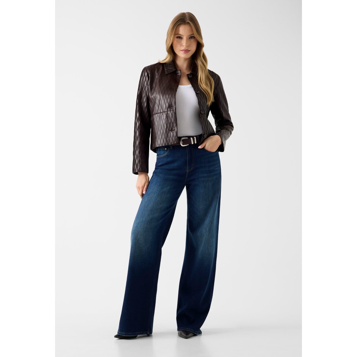 Veste En Similicuir marron foncé, GUESS