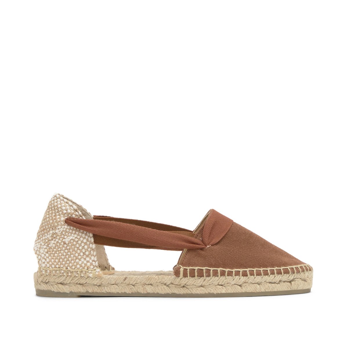 Espadrilles plates en coton biologique avec rubans KAIA PLATFORM marron, CASTANER