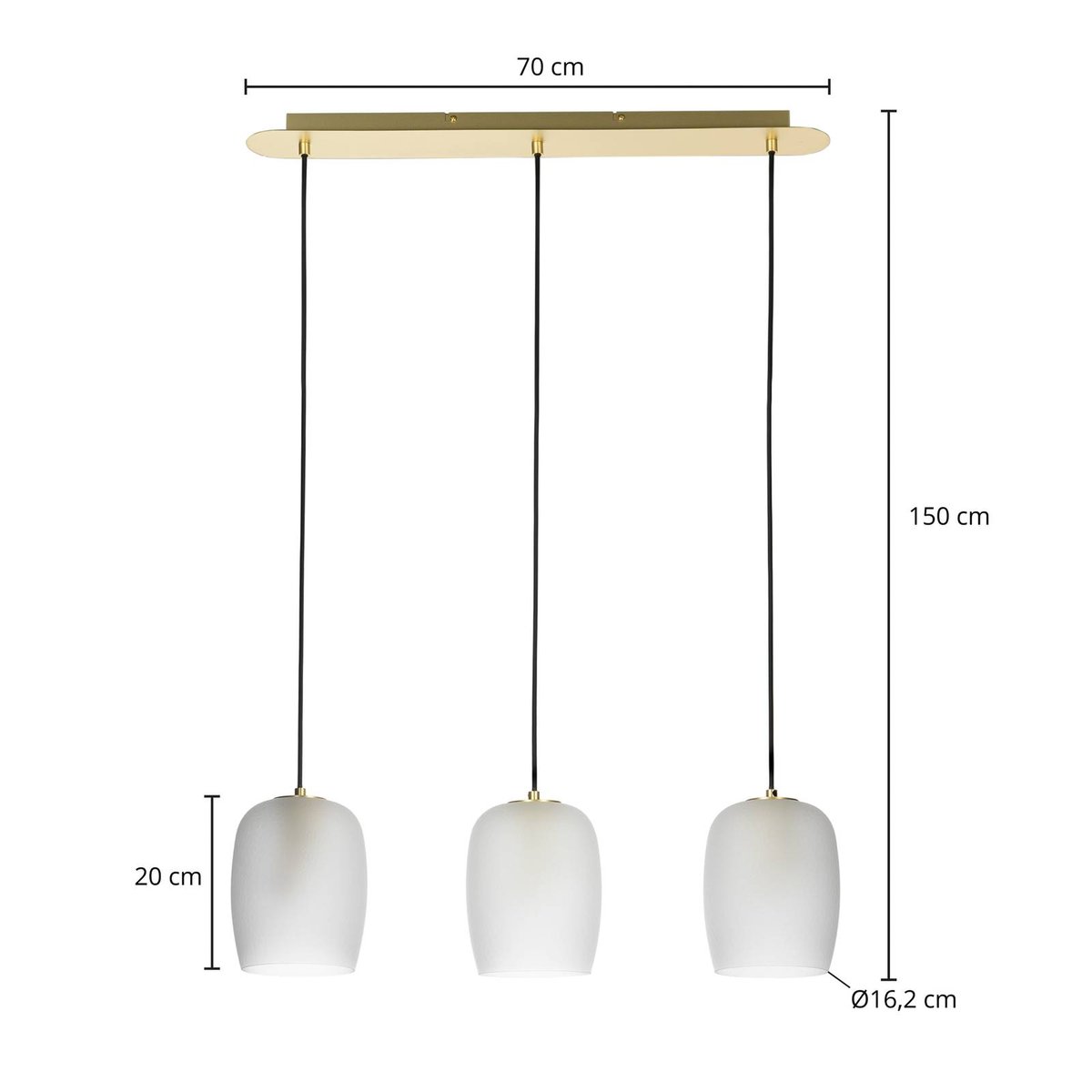 Suspension en métal design, Taylan laiton, blanc sable, LUCANDE