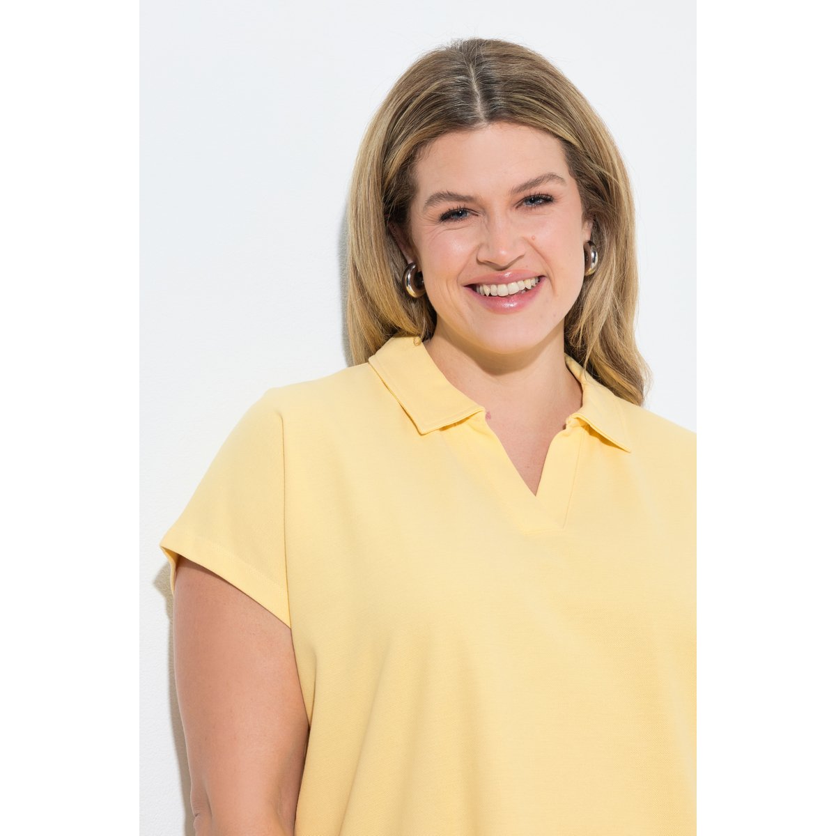 Polo oversize en coton bio jaune tendre, ULLA POPKEN