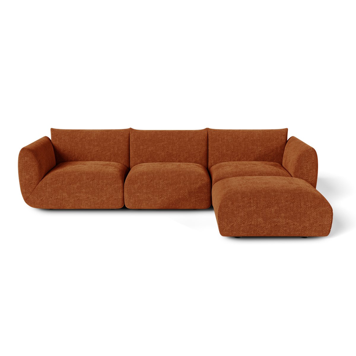 Canapé d'angle modulable 6 places en velours chenillé NOOMA terracotta, SIA HOME