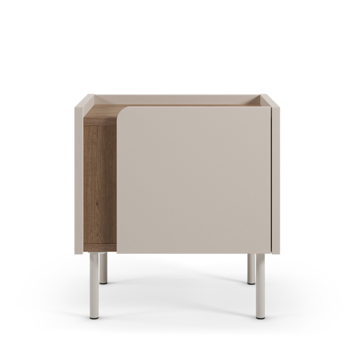 Table de chevet 1 porte en bois et métal- BOXY beige, DRAWER
