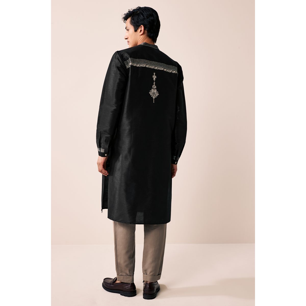 Chemise style kurta longue noir, NEXT