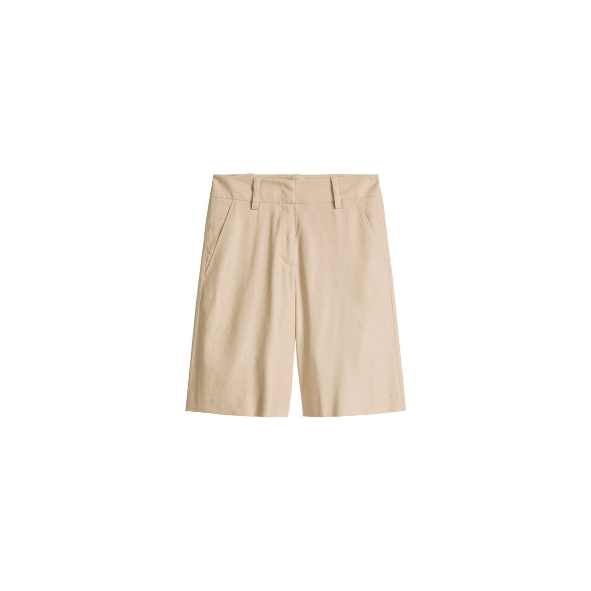 Short chino flared en viscose-lin stretch beige, MARC O'POLO