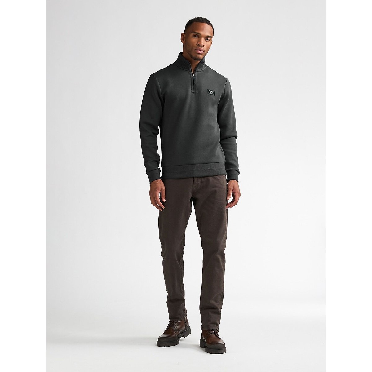 Sweat col montant zippé vert foncé, PETROL INDUSTRIES