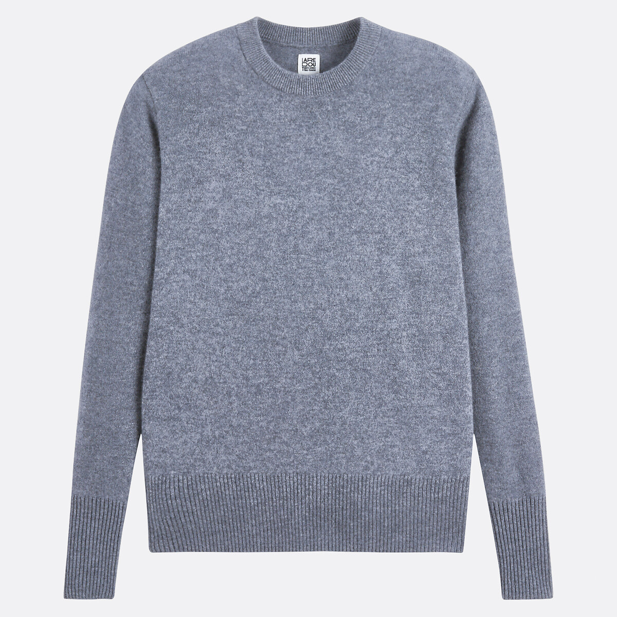 Pull col rond fine maille en cachemire gris chiné, LA REDOUTE COLLECTIONS