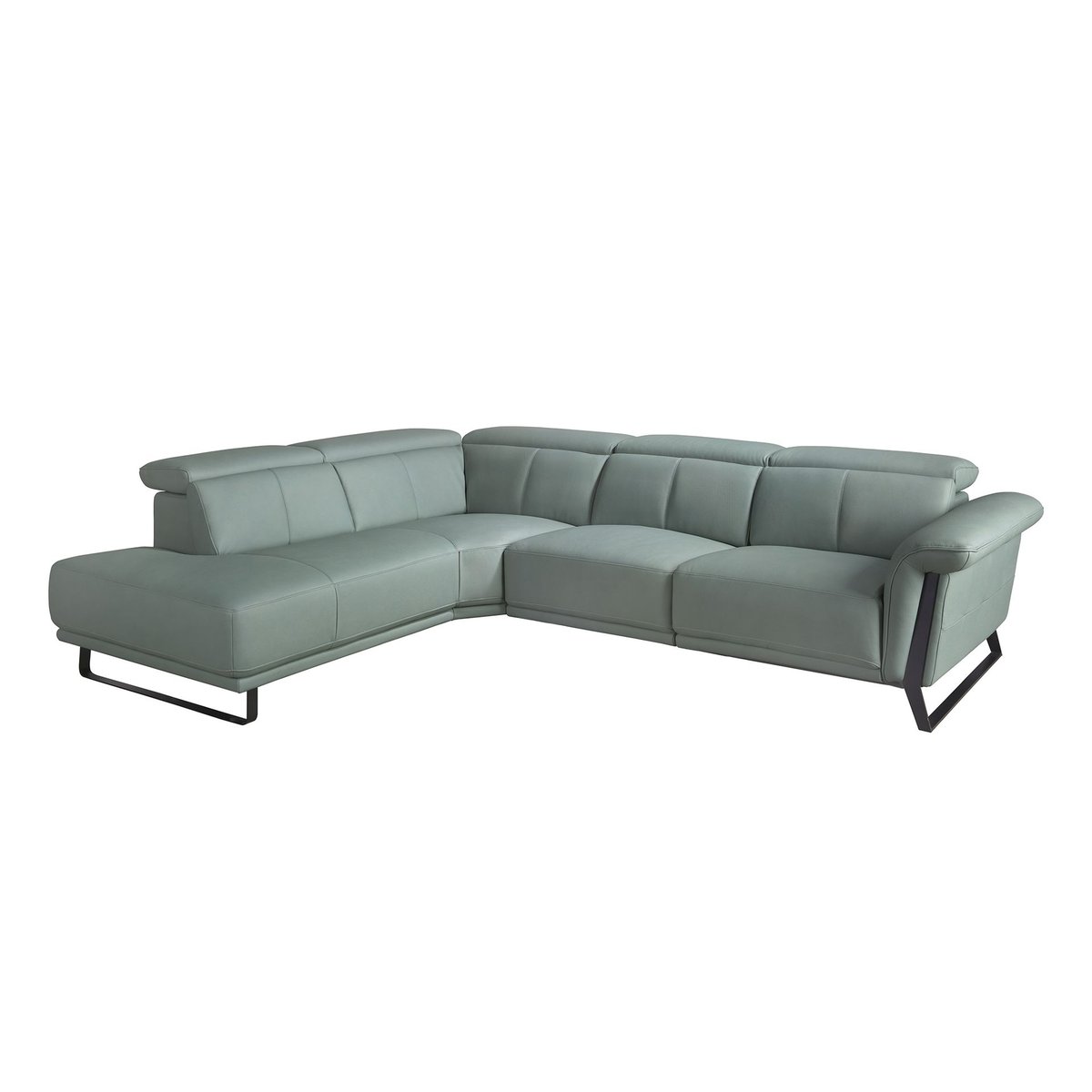 Canapé d'angle relax droite en cuir vert turquoise | noir, ANGEL CERDA