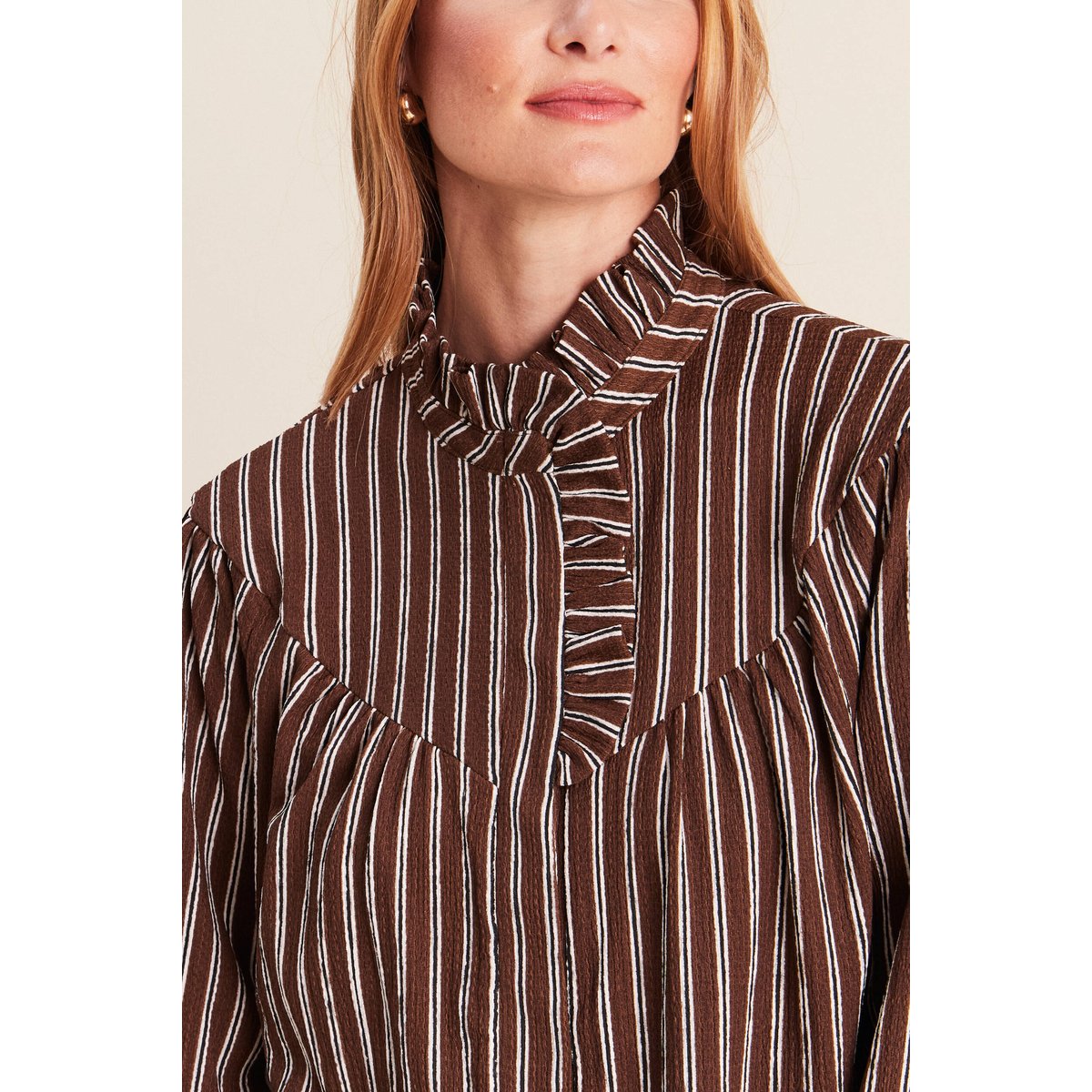 Blouse droite manches longues marron, BREAL