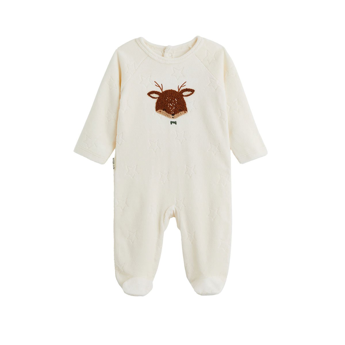 Pyjama bébé en velours Oslo ecru, PETIT BEGUIN