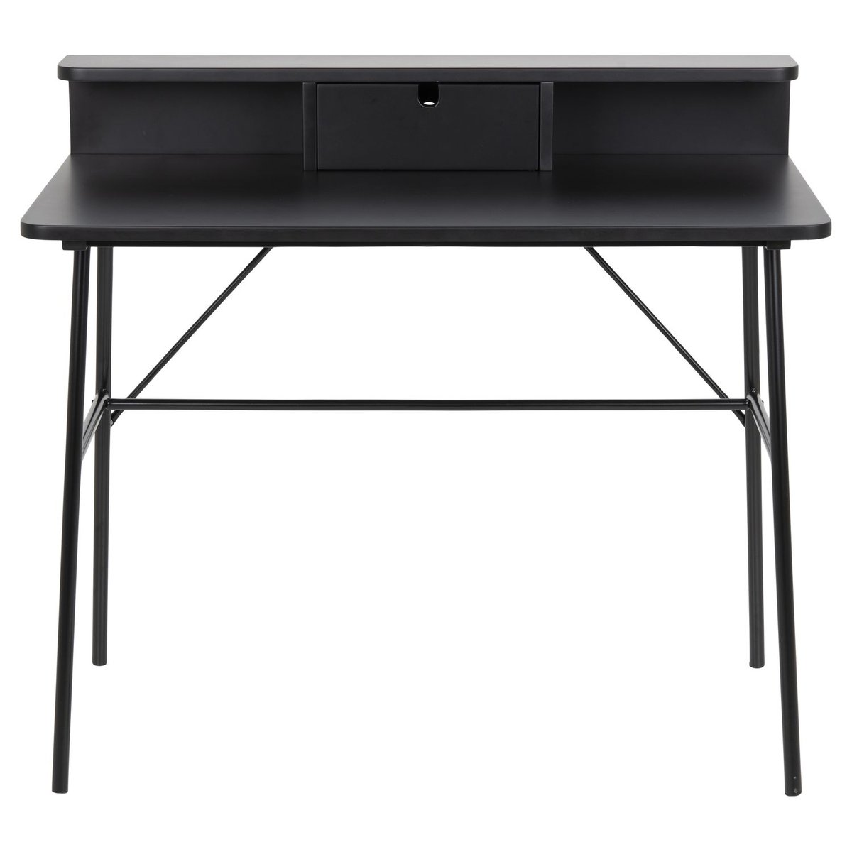 Bureau 1 tiroir et 1 tablette avec pieds en métal FLORIAN noir, TOILINUX