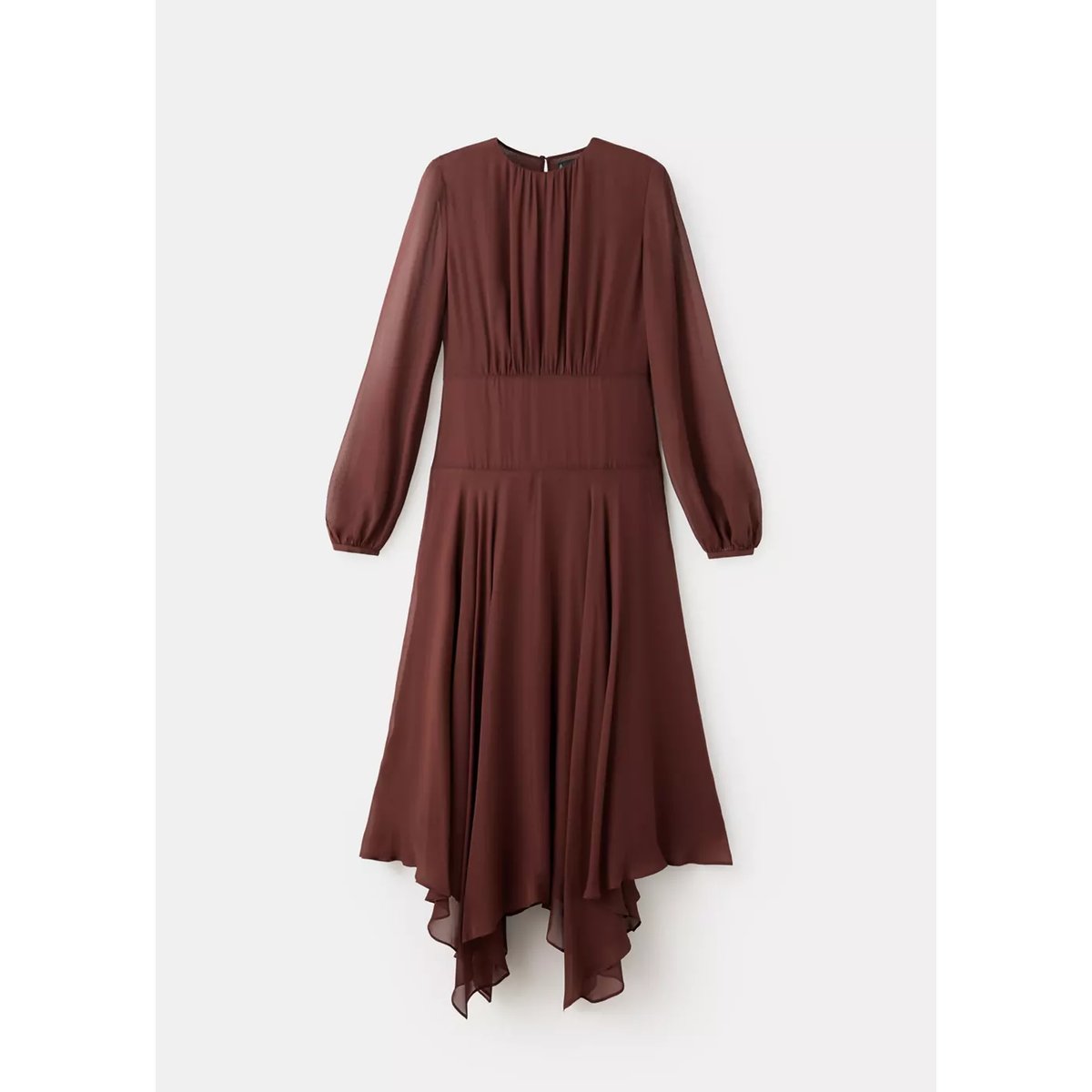 Robe en mousseline bas asymétrique cerise, MANGO