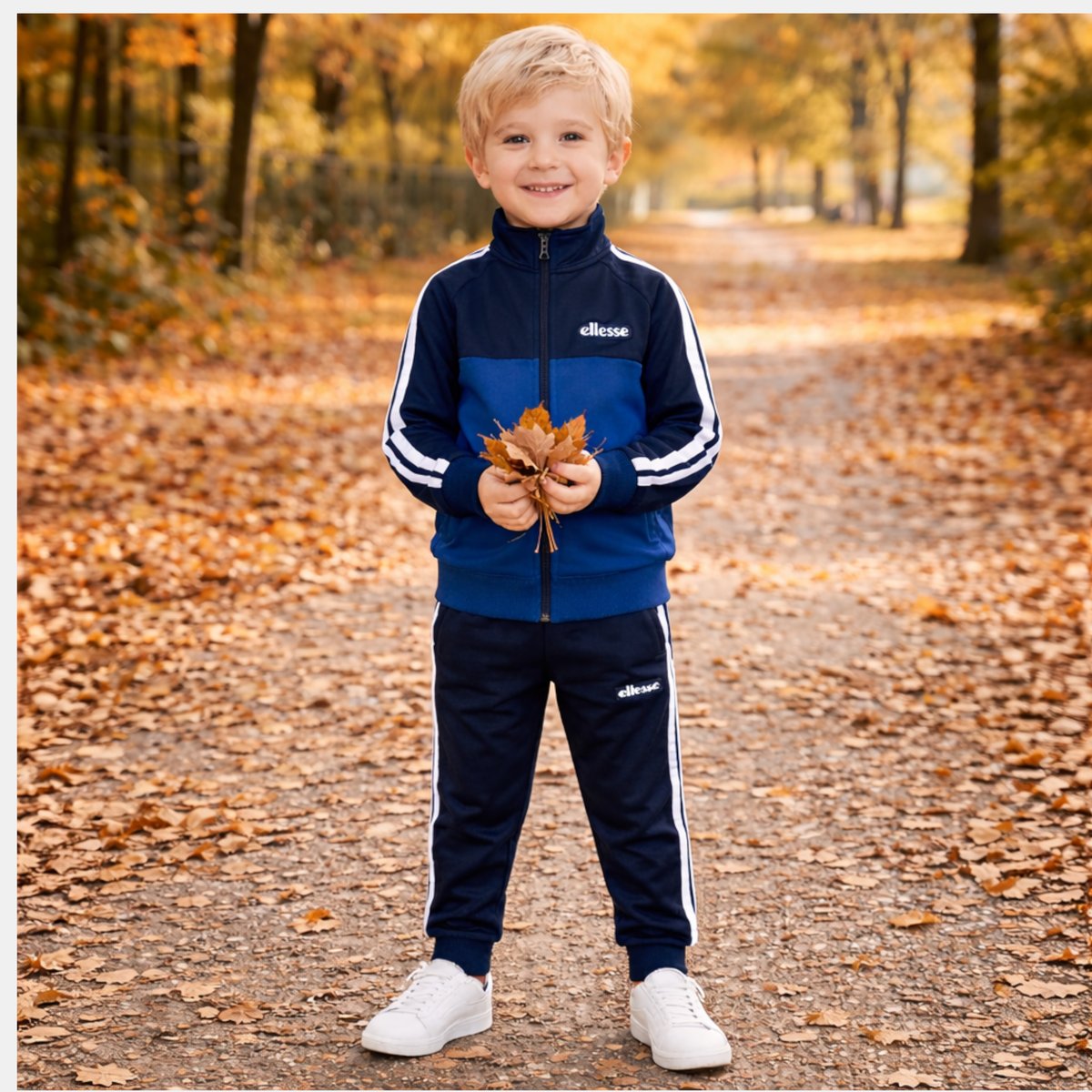 Ensemble veste zippée col montant et pantalon de jogging TRACK bleu marine, ELLESSE