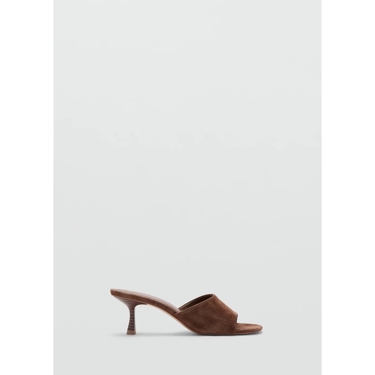 Sandales en cuir suédé à talon kitten chocolat, MANGO