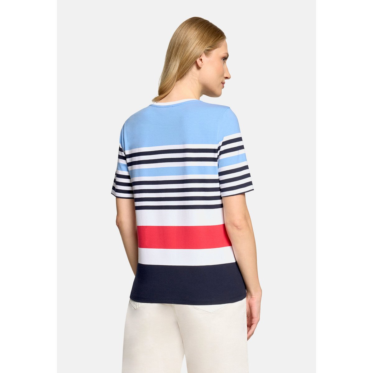 T-shirt basique à rayures horizontales bleu/rouge, BETTY BARCLAY