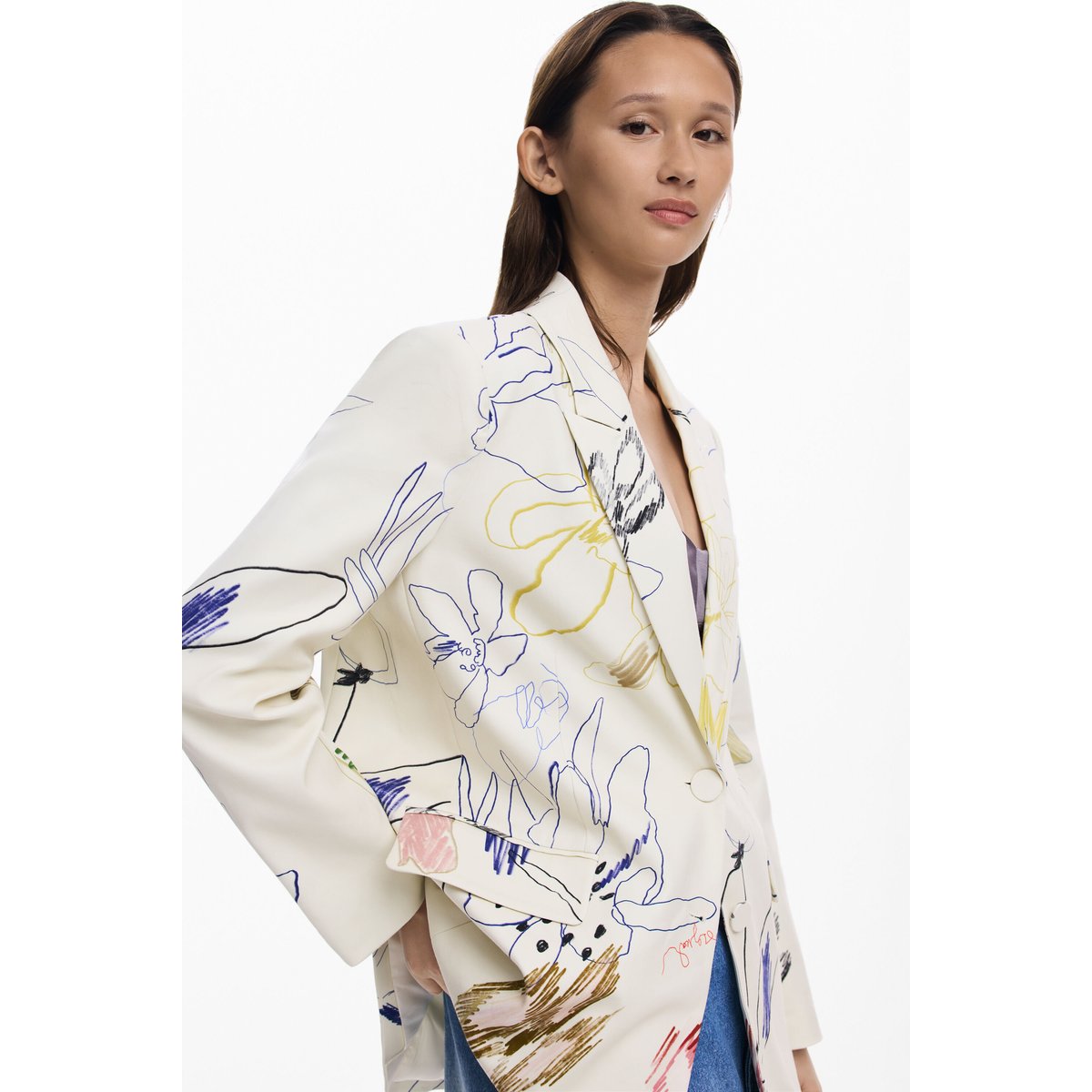 Blazer à motifs beige, DESIGUAL