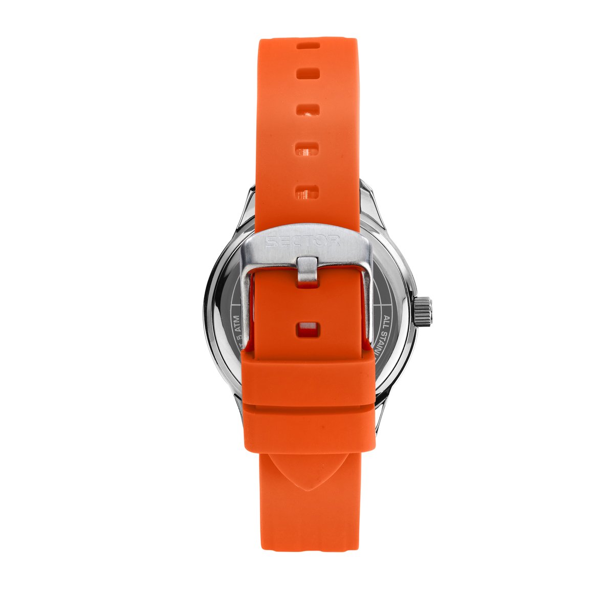 Montre analogique en acier, silicone 270 orange, SECTOR NO LIMITS
