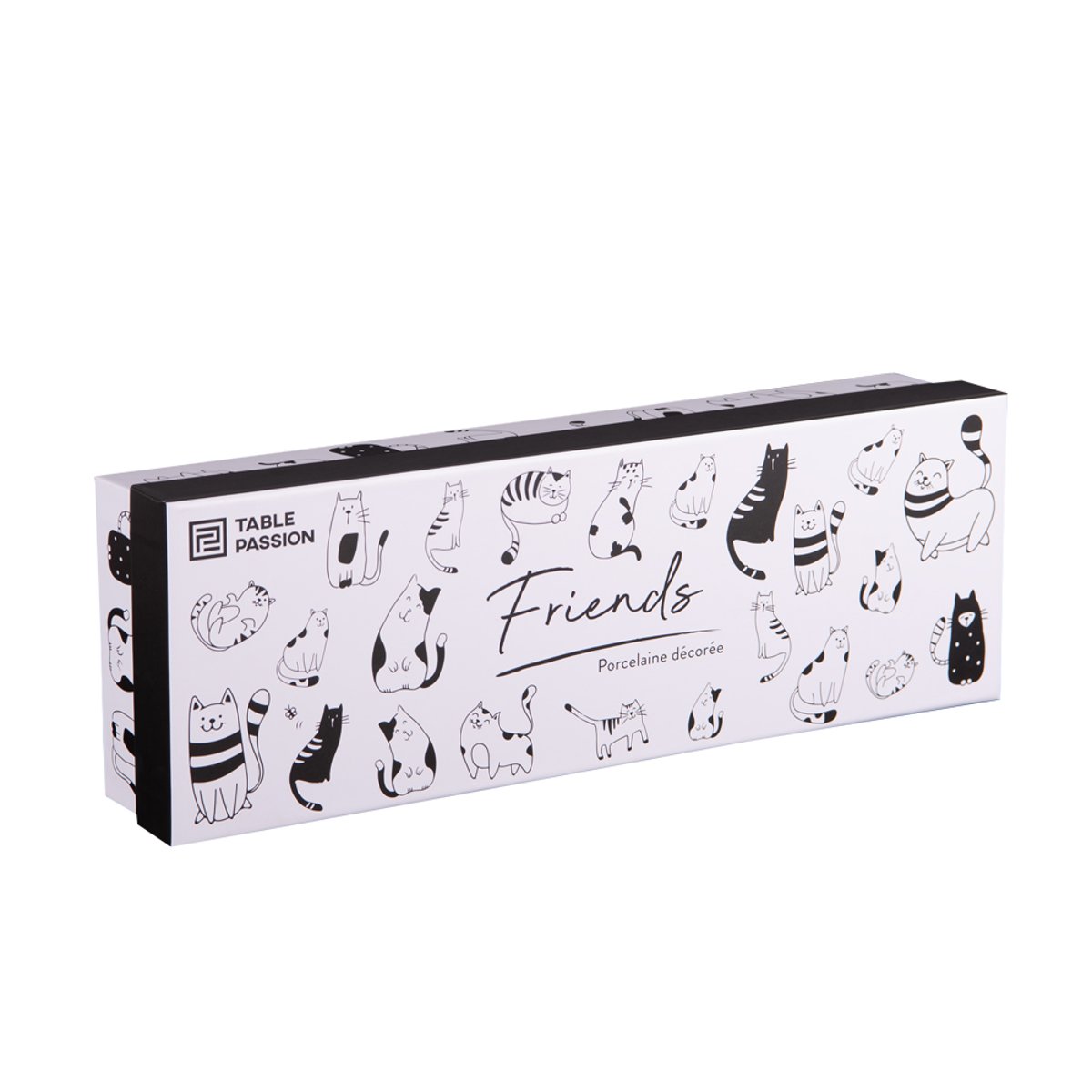 Coffret 8 tasses - friends - modèles variés blanc et noir, TABLE PASSION
