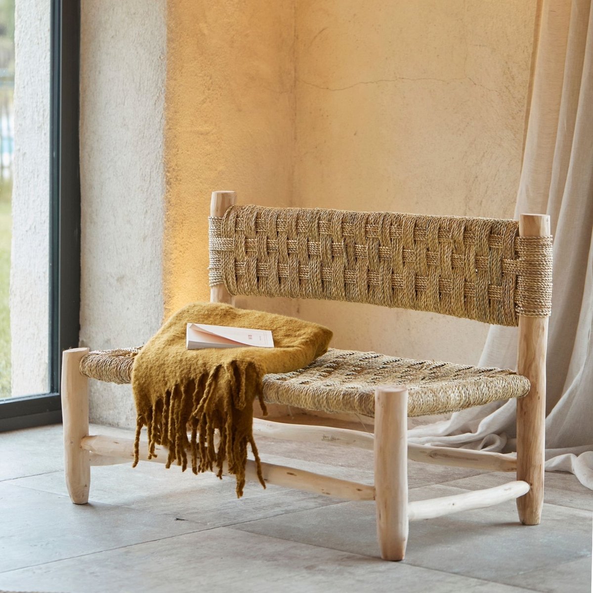 Grande banquette bois Marocaine -  LOJI naturel, HOME MAISON