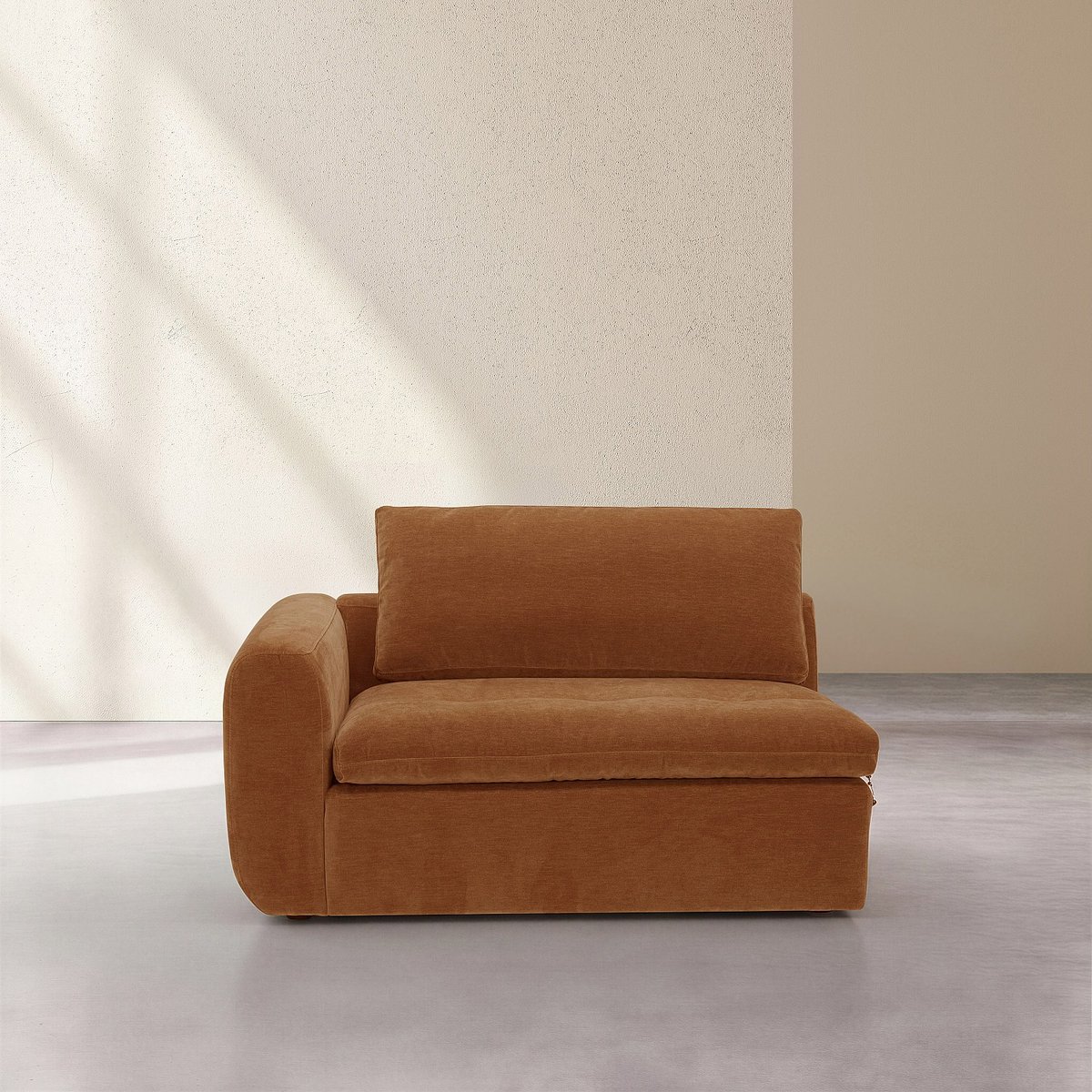 Module d'angle gauche 2 places en tissu AMERIA marron, HABITAT
