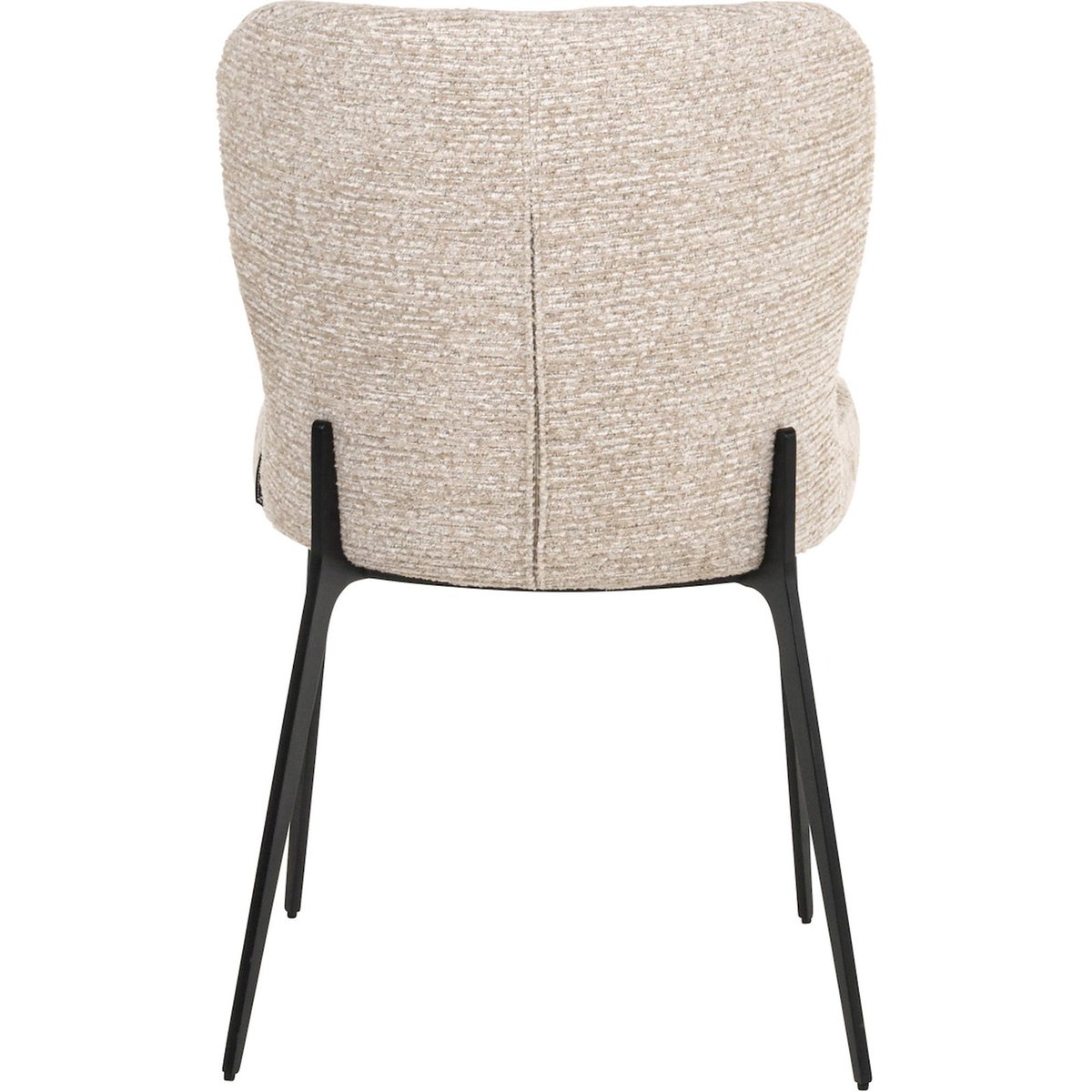 Chaise de salle à manger en fer et tissu beige naturel texturé, RECOLLECTION