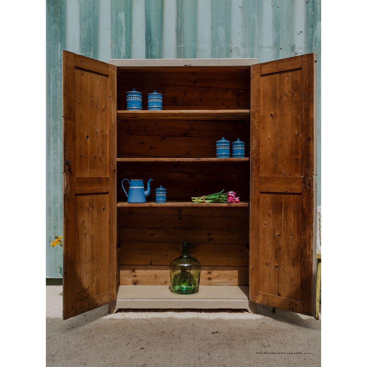 Armoire en bois beige Blandine N°428 - Bon état bois foncé, DEBONGOUT