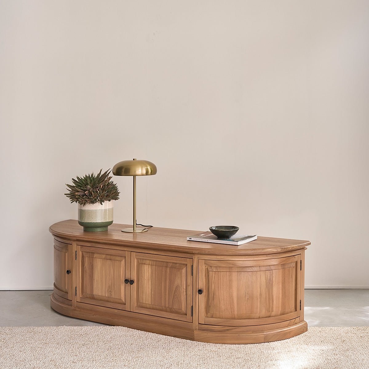 Meuble TV en bois de teck 160 cm 4 portes  DOMAINE naturel, BERAH GETAH