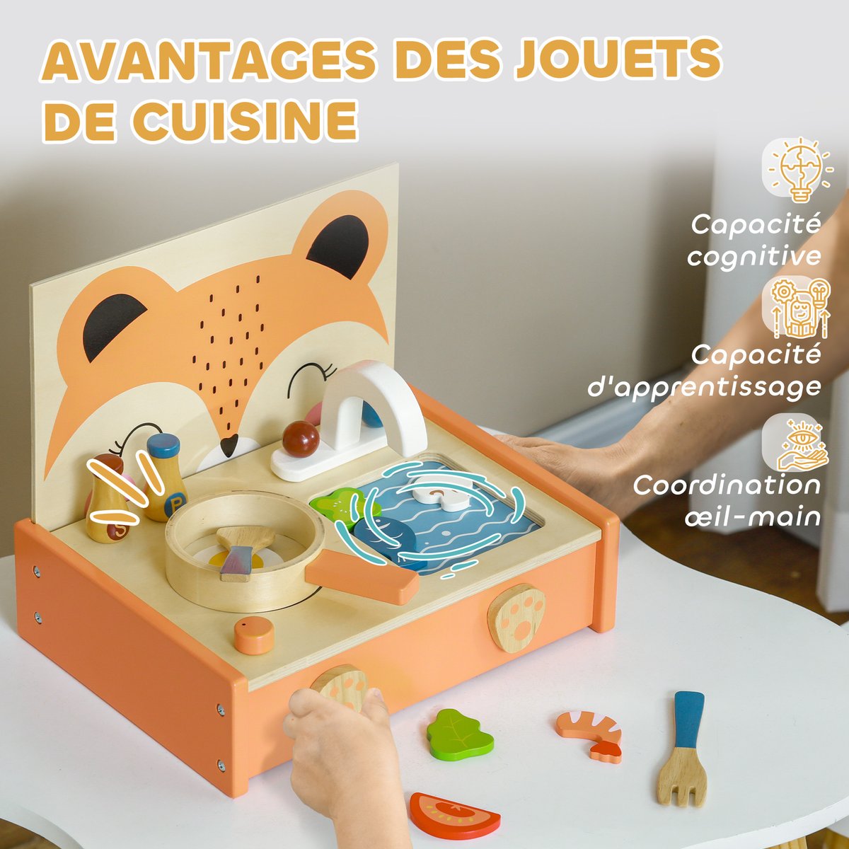 Ensemble de cuisine pour enfants MDF orange, multicolore, AIYAPLAY