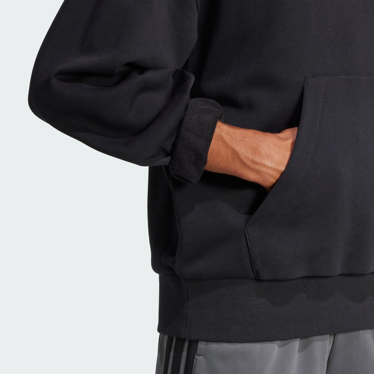 Sweat-shirt à capuche ample French terry logo à 3 bandes Essentials black / white, ADIDAS SPORTSWEAR