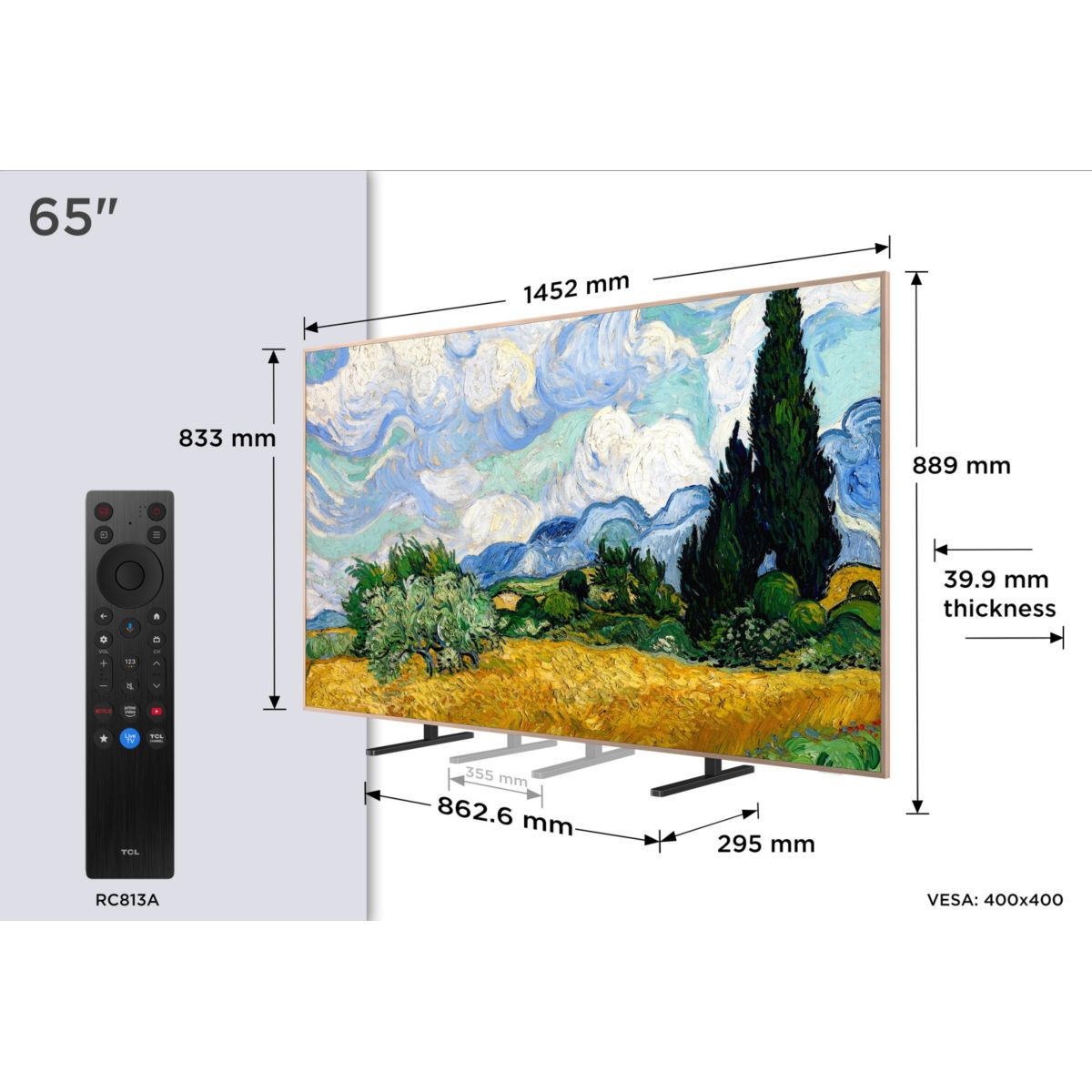 TV Mini LED 65A400 PRO (2026) 65" (165 cm) couleur unique, TCL