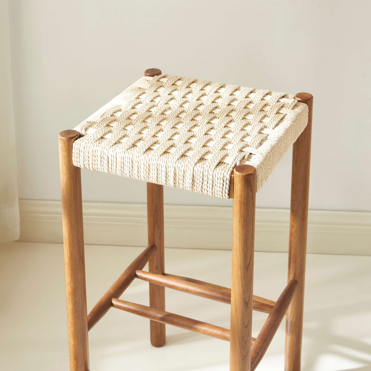Lot de 2 tabourets en chêne ELLIO noyer, SORELH
